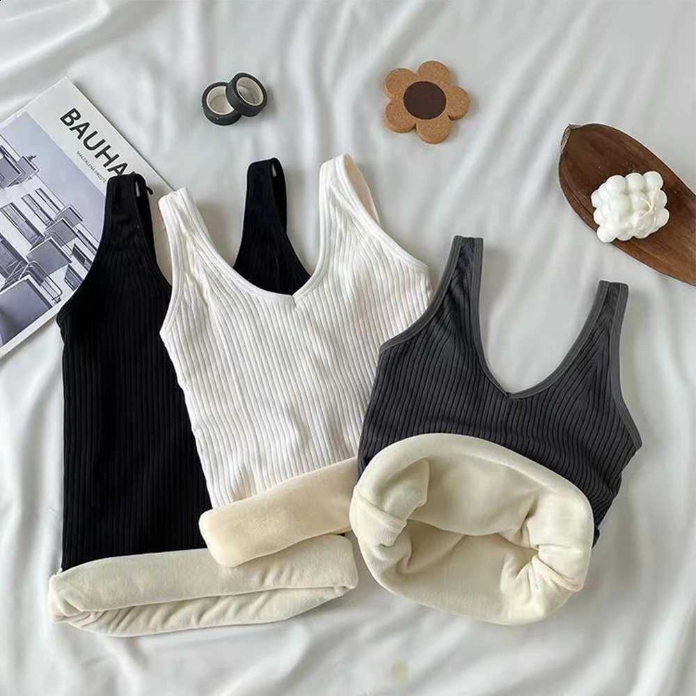 Women Undershirt Thermal Lingerie Underwear Thickened Camisole Slim Vest Cozy V-neck Broadband Sleeveless Warmer Tops For Women H260916