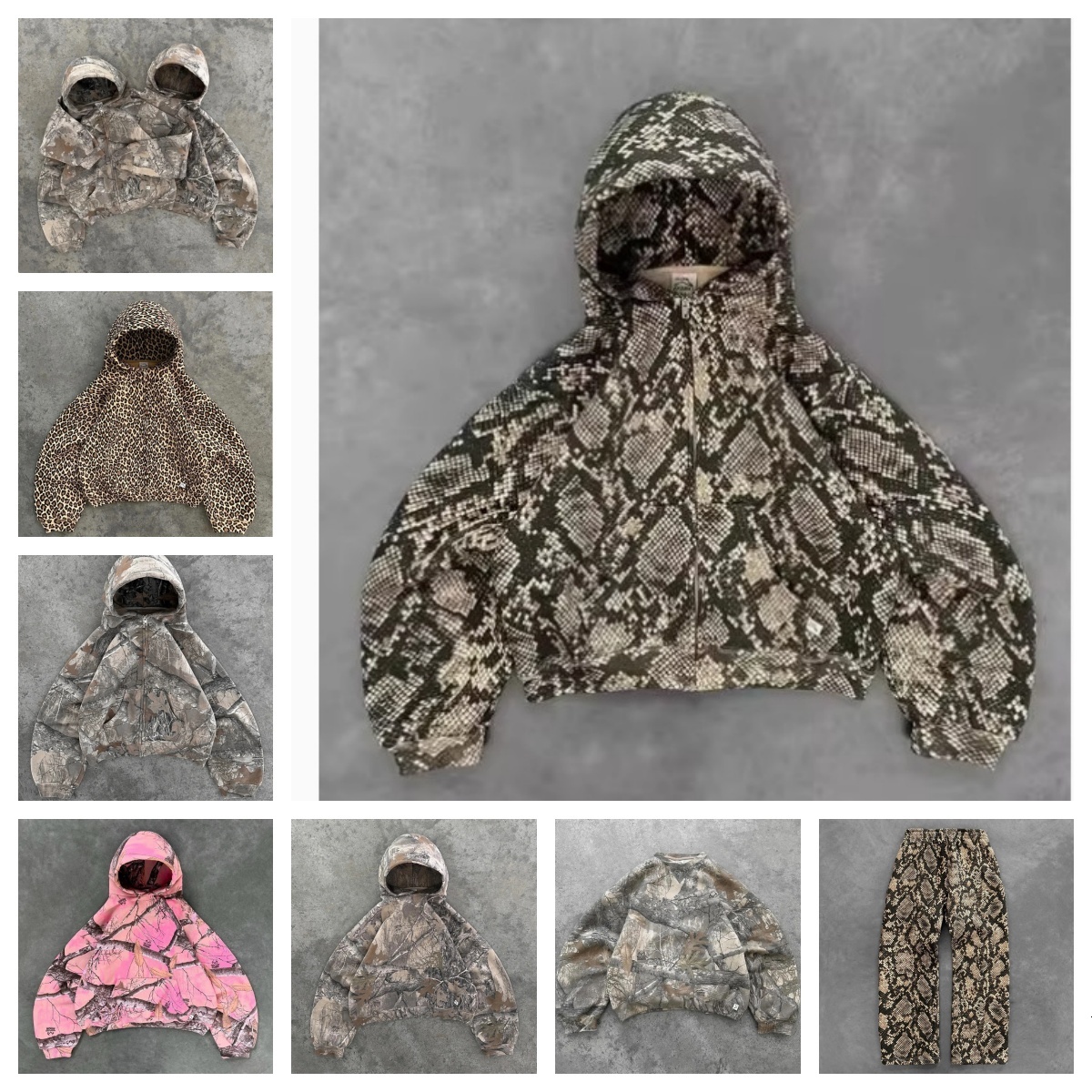 designer Sitka jacket mens Retro Leopard hip-hop zip-up pullover sweatshirt Hudson mens Camo Waterproof and Warm Hunting Loose Fit mens coat camoufl