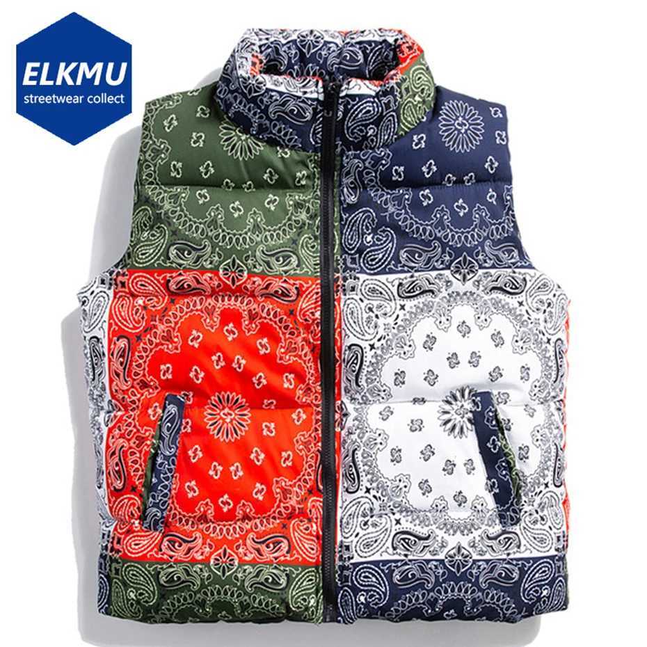 Winter Padded Vest Paisley Bandana Pattern Thick Warm Vests Fashion Streetwear Hip Hop Puffer Jackets Parkas Coats Men Q260917