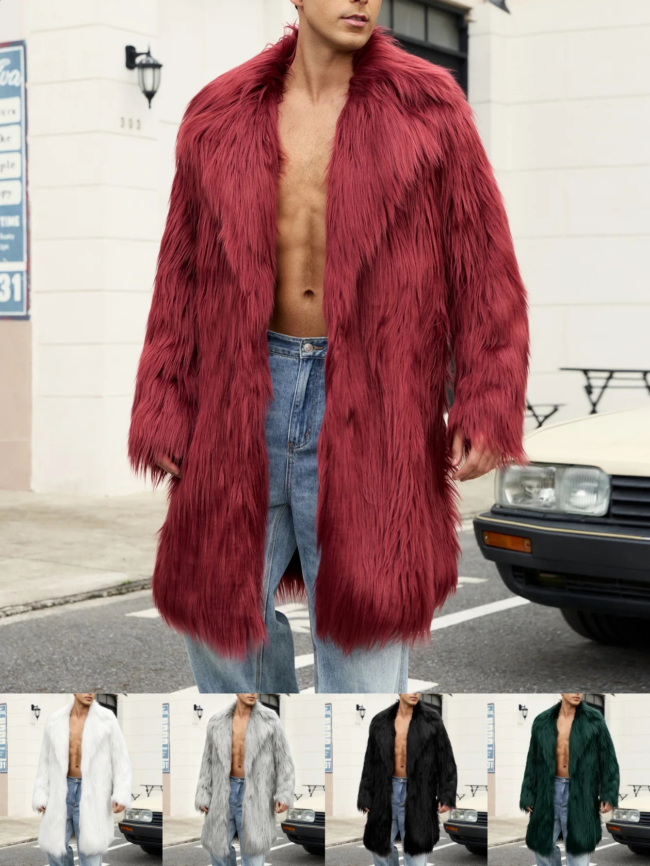 Men's Autumn Winter Long Jacket Coat with Fur Collar High Street Style Quality Material Fashionable And Stylish 260917