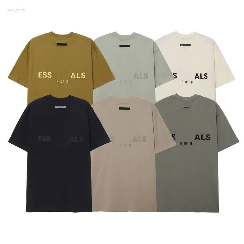Designer Men's essencial T-shirt Back Letter Embossed Logo Vintage High Street Men's and Women's Summer Casual Loose Short Sleeve ess