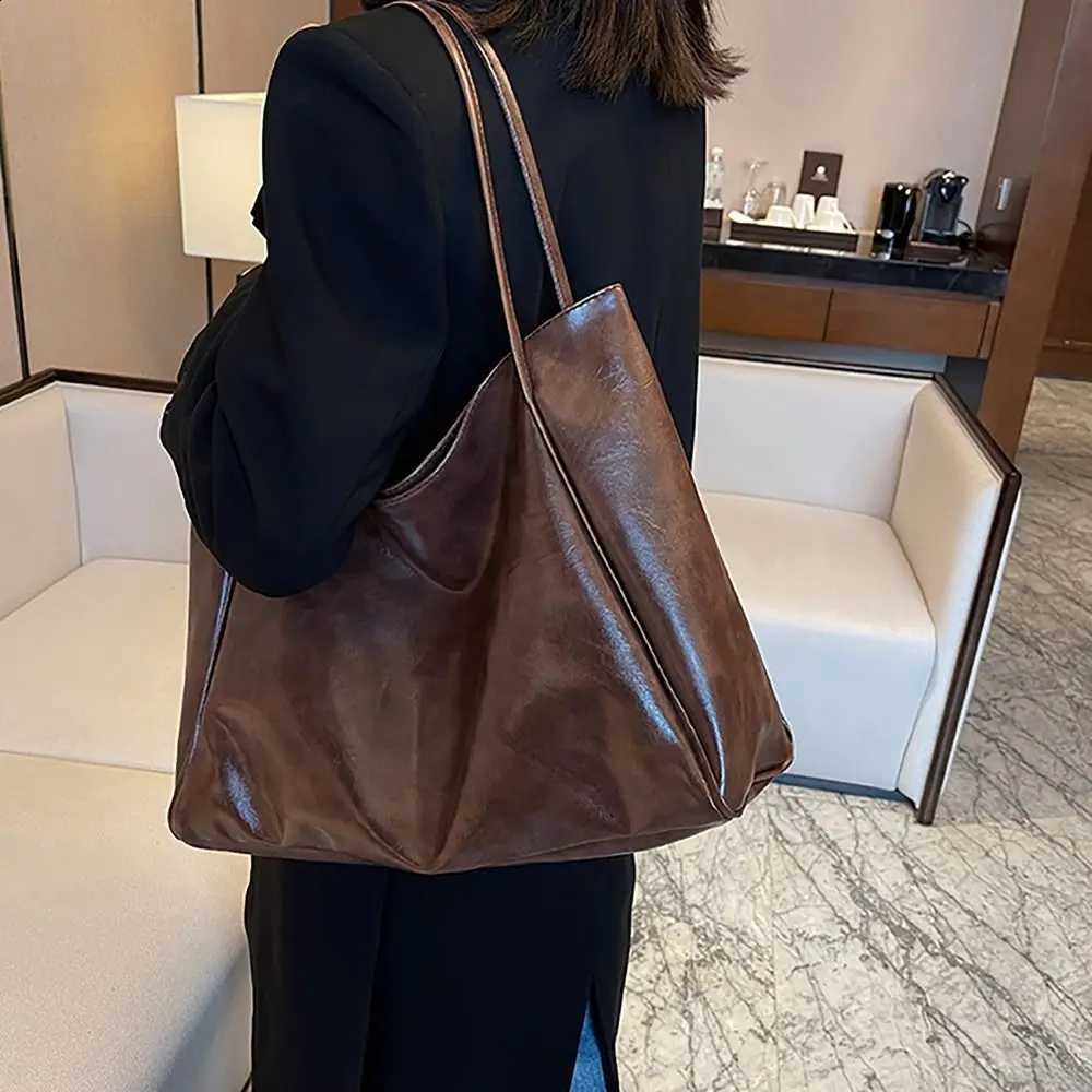 PU Tote Bag Trendy Large Capacity All-match Shoppoing Bag Commuting Bag Daily Life H260916