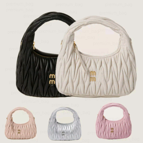 Muies Muies Bags Designer Wander Matelasse Mini Hobo Bag Womens Genuine Soft Leather Underarm Shoulder Crossbody Handbag 17cm 20cm Letter Label muim