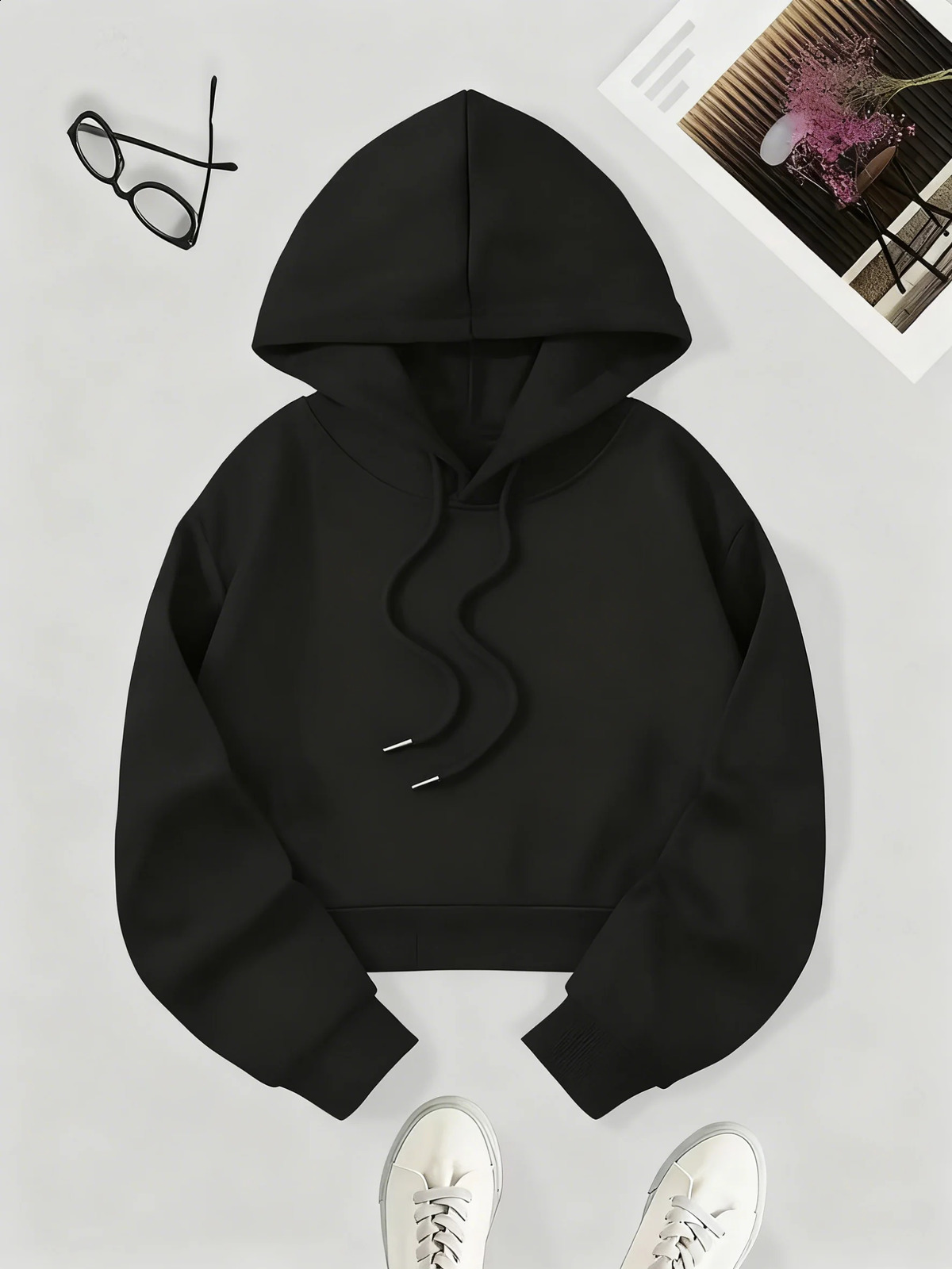 Street Style Solid Color Autumn Winter Cropped Sweatshirt Crop Top Hoodie Y2k Sweatshirts Fashion Casual Clothes 260916