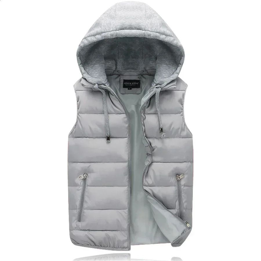 Autumn Winter Mens Warm Down Padded Vests Fashion Men Thermal Windbreaker Waistcoats Men Zipper Hooded Parkas Vests Clothing 260916