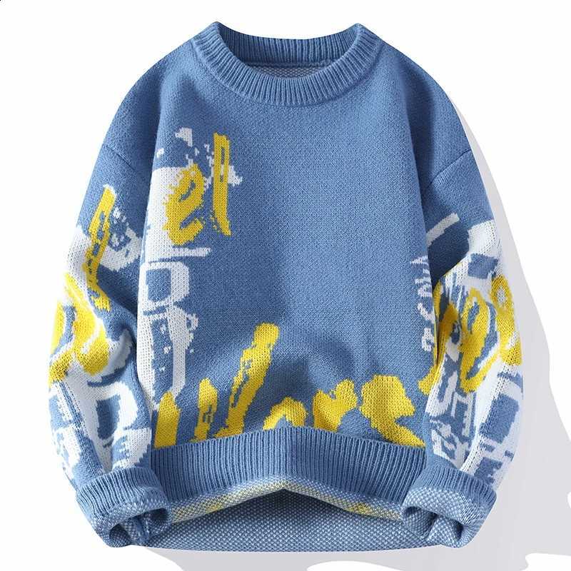 Men's Sweater Vintage Casual letter Knitted Long Sleeved Bottom Printed Pullover Harajuku Half-high Collar SweatersW260915