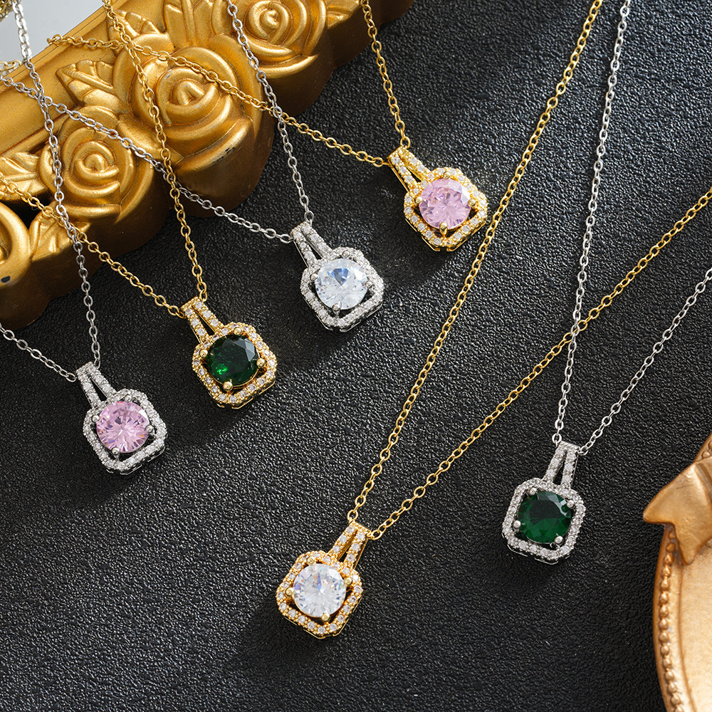 Women's Necklace: Trendy Colorful Zircon Sunflower Flower Pendant, Unique New Design, Elegant Clavicle Chain Set