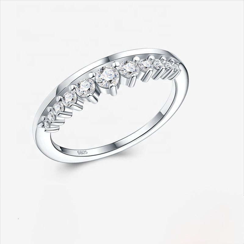 New Design 925 Sterling Silver Moissanite 11 Round Cut Gemstones High Shine Anti-Oxidation Jewelry Ring