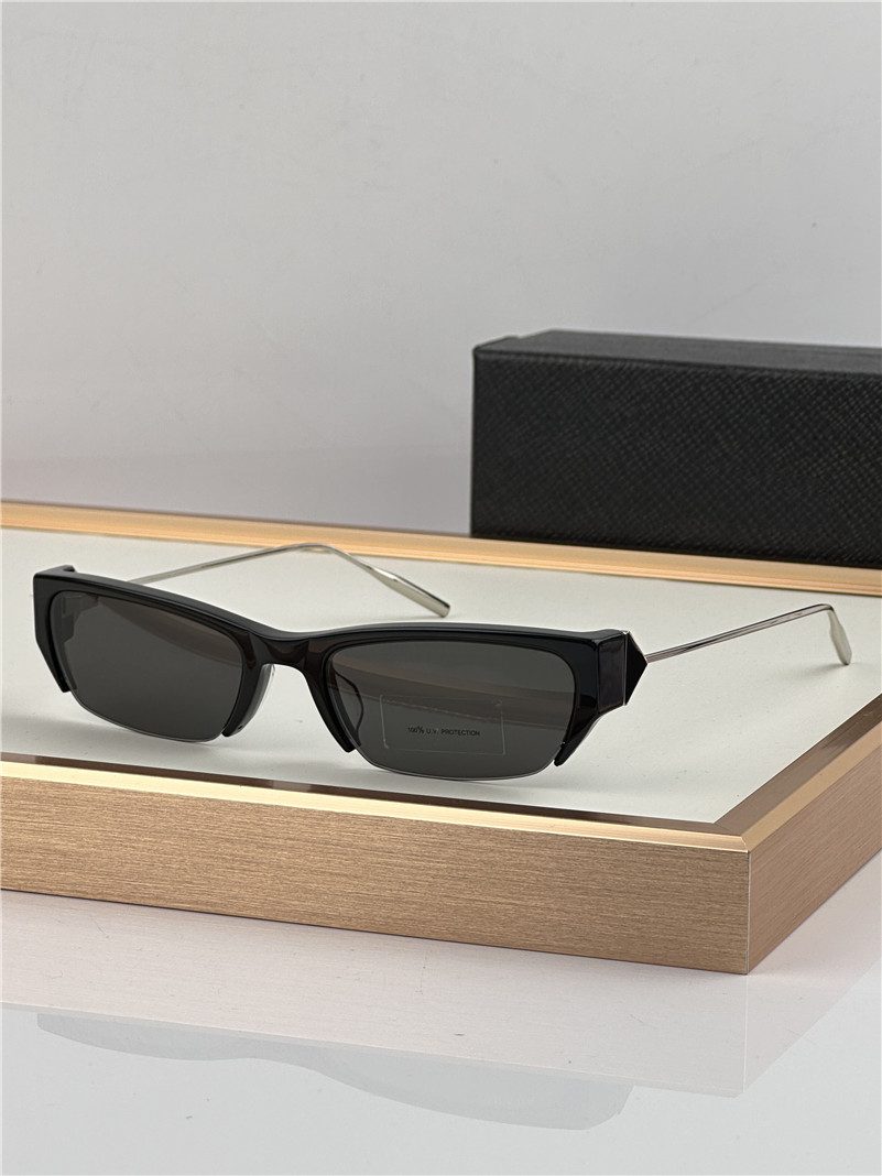 New fashion design semi-rimless narrow rectangular sunglasses D63S acetate frame metal temples simple and popular style outdoor UV400 protection gla