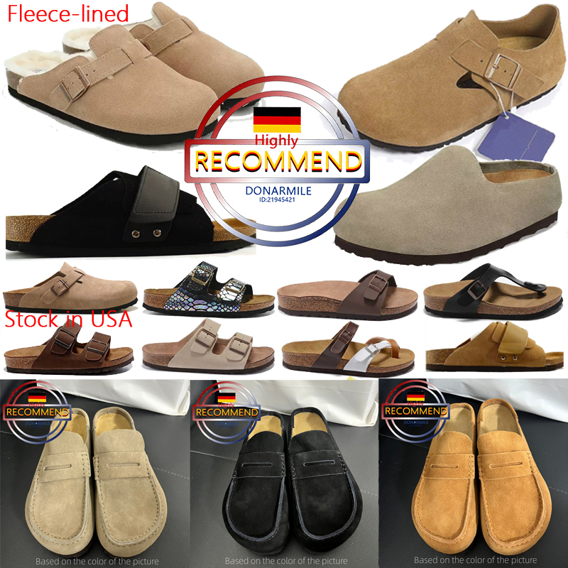 High quality kyoto naples clogs sandals clog slippers cork flat fashion winter real genuine sude leather fleece-lined slide favourite beach casual s