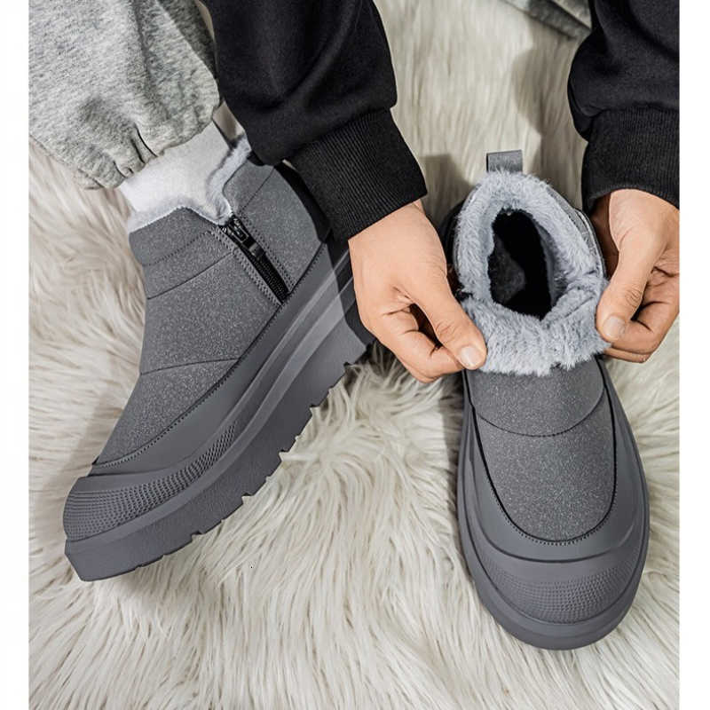 Men's Snow Boots Outdoor Winter Plush Warm Cotton Shoes High-top Non-slip Male Fluffy Boots Daily Wear Platform Ankle Footwear D260917