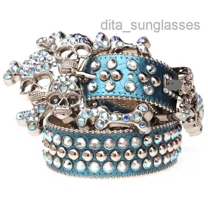 diamond simon Belts Designer Fashion for Men Women Shiny diamond belt Black on Black Blue white multicolour with bling rhinestones gift S6