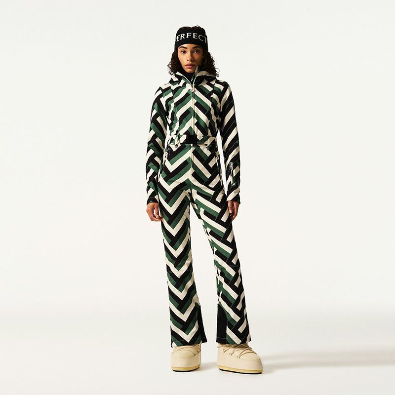 Hot-Selling Item: 2026 Spring New Collection Of Women's Striped Printed Hooded Zip-Up Long Pants And Ski Suit Two-Piece Set