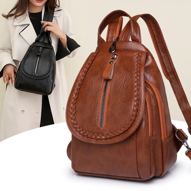 Soft leather shoulder bag for women fashionable mini shopping backpack chest bag casual versatile diagonal cross bag 260916