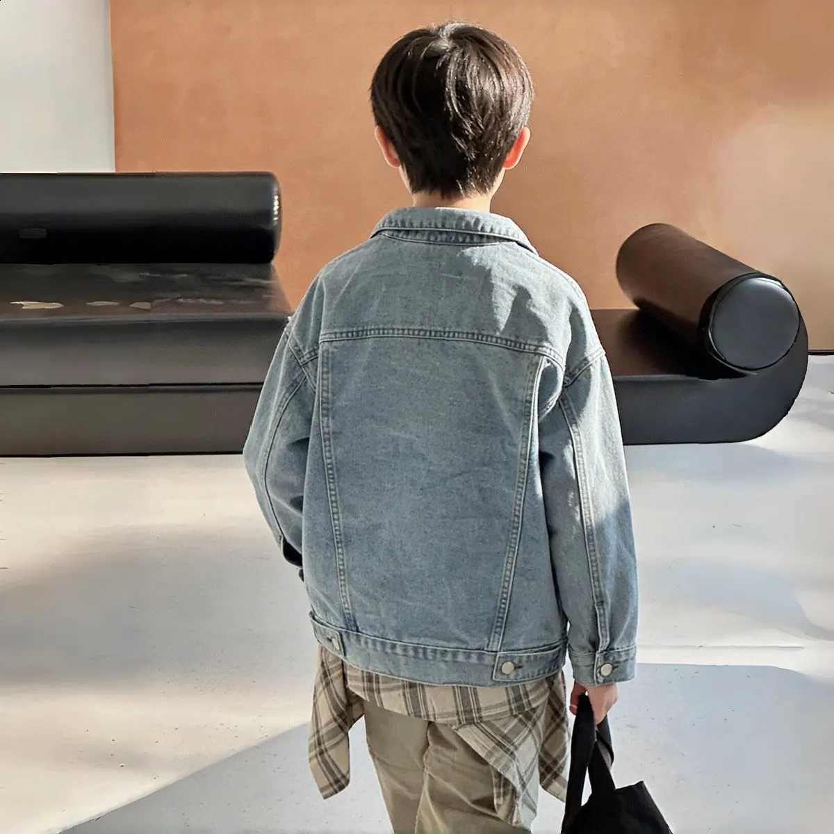 Denim Teen Boys Jacket New Spring Autumn Fashion Solid Color Casual Coat Kids Handsome Children Clothing 5 7 9 10 12 15YT260916