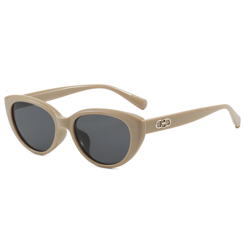 Vintage Brand Designer Luxury Sunglasses European And American Style Cat-Eye For Women, Simple Design, Sun Protection, Versatile, High-End, Slimming