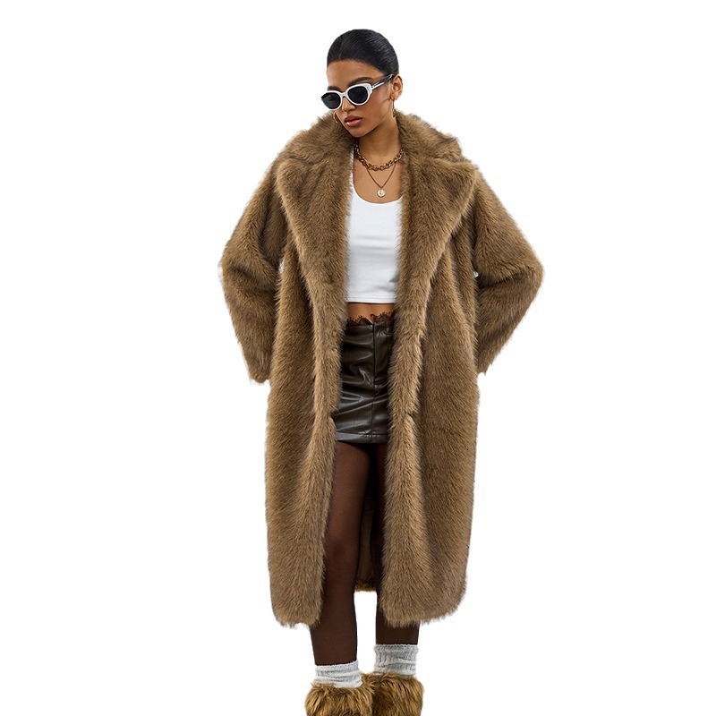 Women Long Blazer Collar Outerwear For Fall Winter Fashion Fluffy Coat For Ladies Daily Shopping Dating And Casual Social Occasions