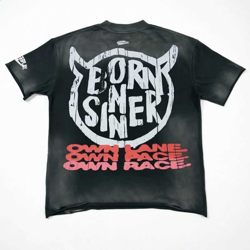 American Hip-hop Rough Play T-Shirts High Quality Streetwear Patterned Printed Short Sleeves Retro Wash Series T-Shirt X260916