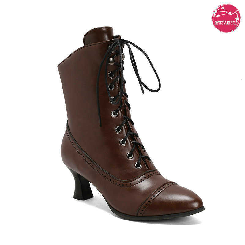 Renaissance Victorian Costume Boots Witch Shoes Women Pirate Booties Female Vintage Boots Witchy Clothes for Ladies Plus Size D260917