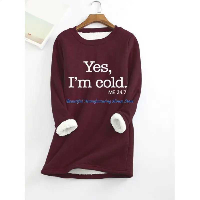 E56A Winter Warm Jumper For Women Plush Fleece Inner Lining Thermal Top Sweatshirt H260916