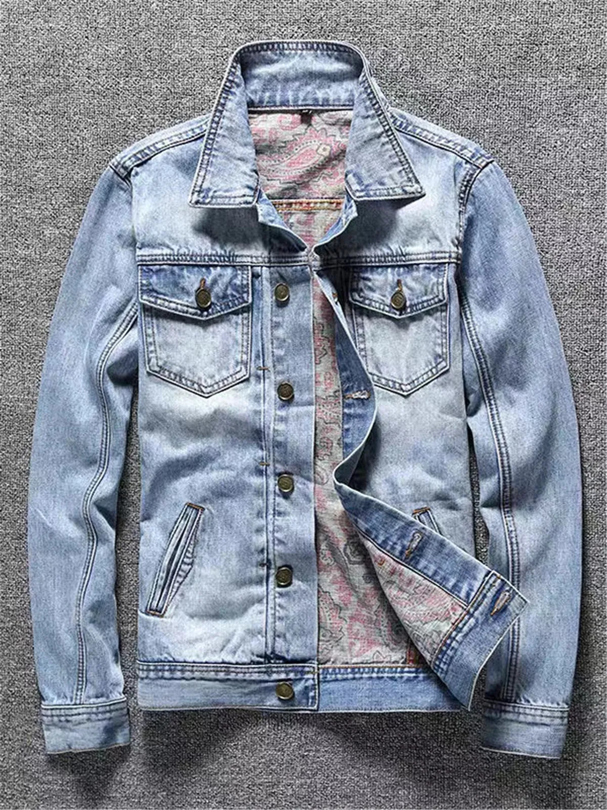 Retro Washed Denim Jacket Men's Slim Fit Trendy Jacket Light Color Spring Autumn Style Youthful Long Sleeve Casual Shirt 260916