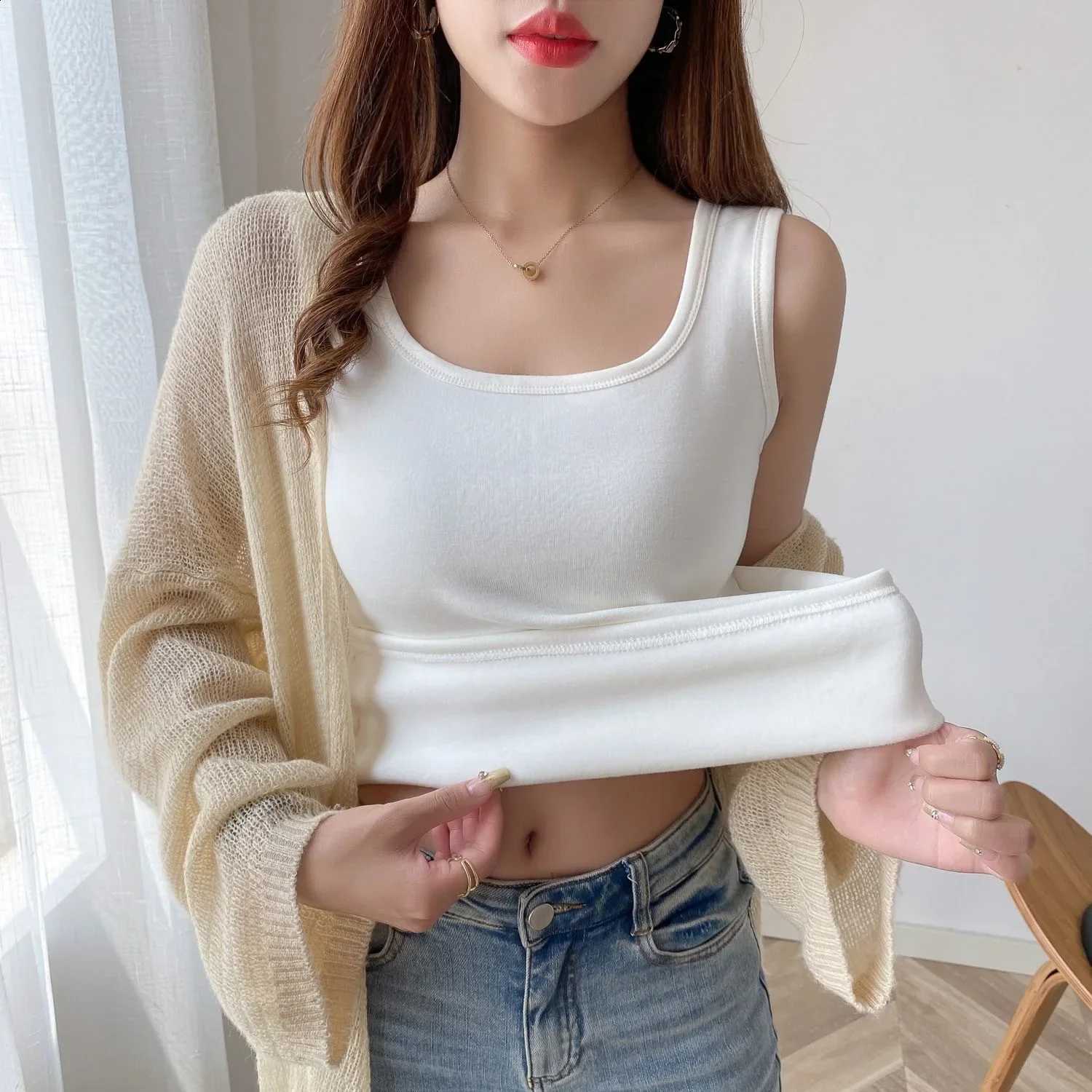 Women's Thermal Underwear Warm and Thickened Tank Top Inner Camisole Bottoming Sleeveless Slim Sling Vest Warmer Tops For Women H260916