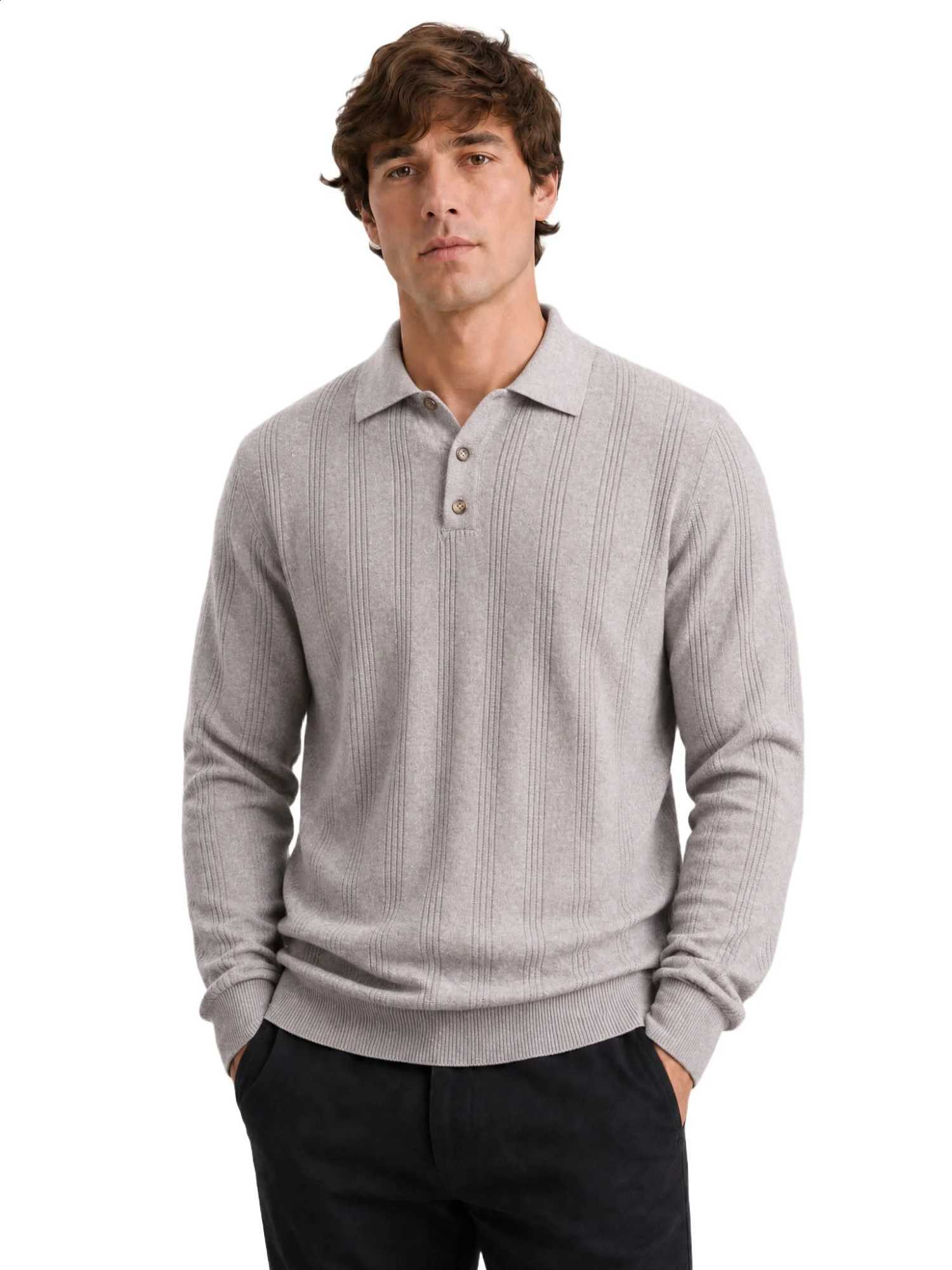 Knit Faux Cashmere Solid Men's Color Long SLeeve Shirt Ribbed Half Placket Casual Business Autumn 7 Colors Sweater J260916