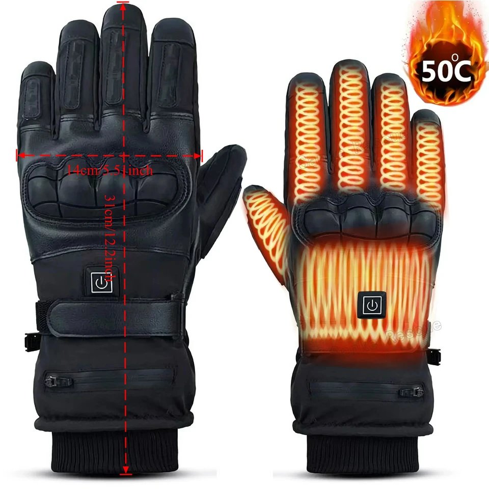 Heated Winter Cycling Gloves for Men Motorcycle Riding Warm Tactical Gear