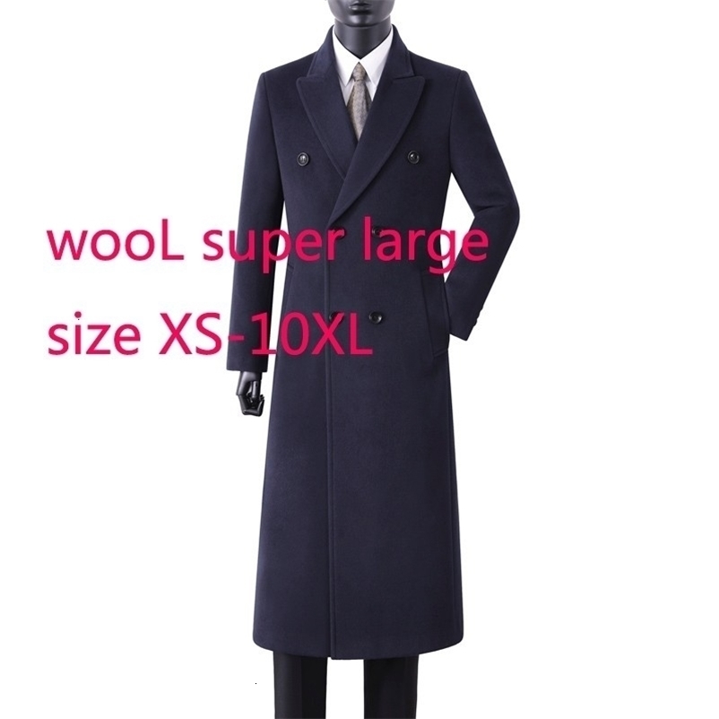 Arrival High Quality Fashion Men Woolen Coat Wool Youth Winter X-long Double Breasted Thick Overcoat Plus Size S-9XL10XL 260916