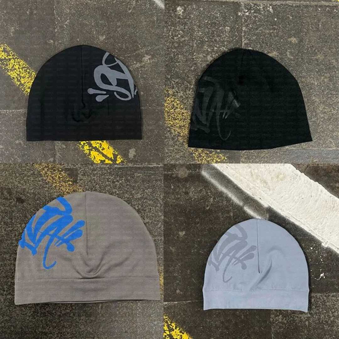 Sy Y2K Style Graffiti Print Hat - Street Hip-Hop Style Elastic Skull Cap. A versatile casual knit cap suitable for both men andT260916