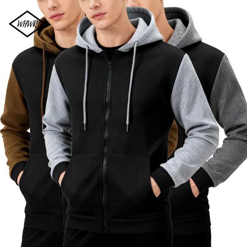 Men's Casual Hoodies Long Slve Sweatshirts for Men Zipper Hooded Mens Fashion color blocking Sweatshirt Plus Size Jacket coat S2609174ONJ