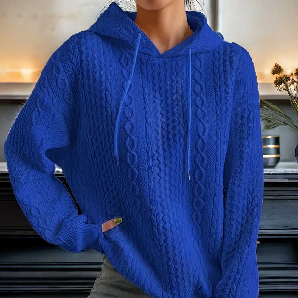 Women's 2026 Long-Slved Jacquard Hoodie Loose Sweater with Straps for Autumn Winter New Fashion Style S26091732W9