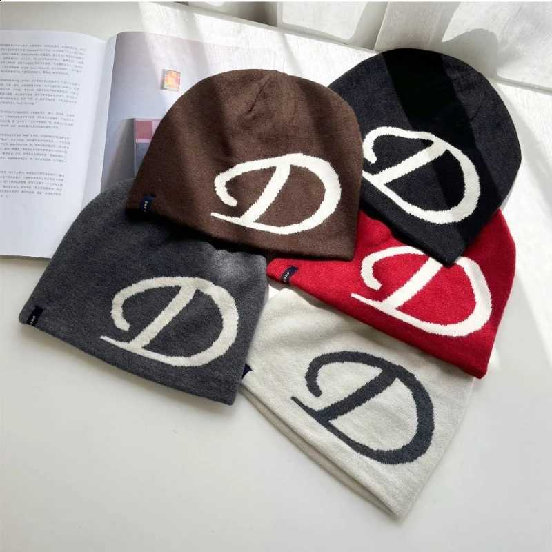 letter American street jacquard knitted hat children's autumn and winter retro casual ear protector head cold hat shows the faceT260916