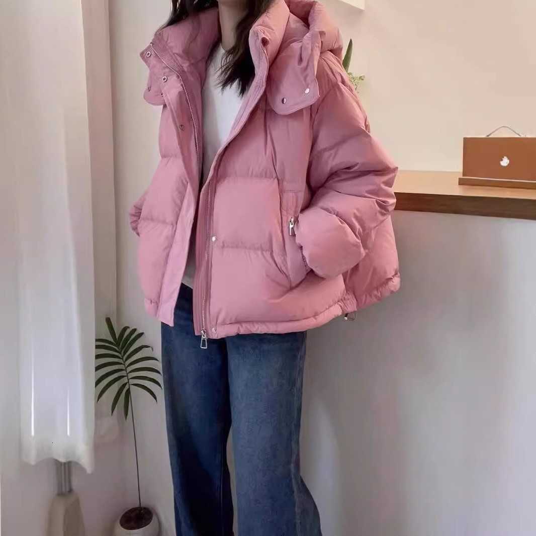 Jacket Women's Winter Oversized Puffer Thick Hooded Short Length Solid Color Zipper Women's Down And Parkas Winter Female Jacket H260917