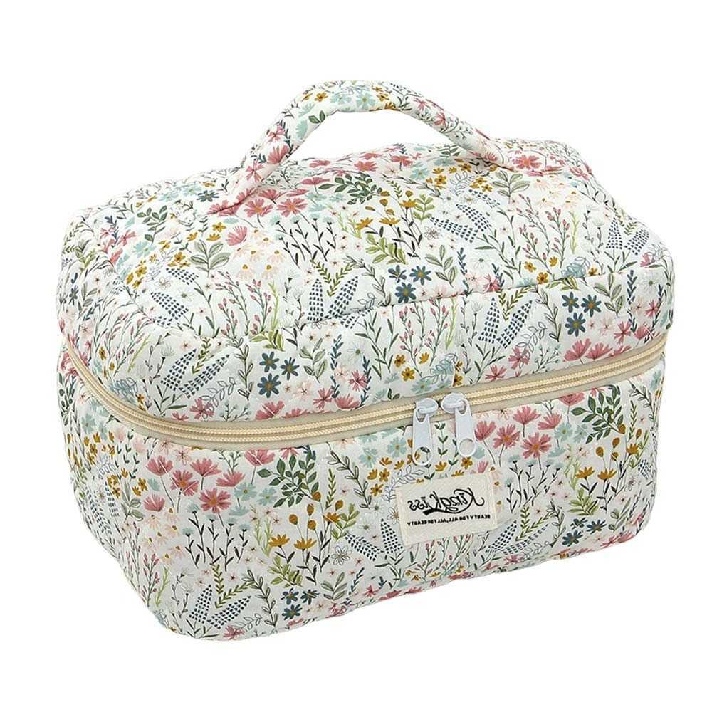 Print Cotton Floral Quilted Makeup Bag Multiple Sizes Multi-functional Leopard Print Cosmetic Bag Handheld Clutch Bags TravelT260917