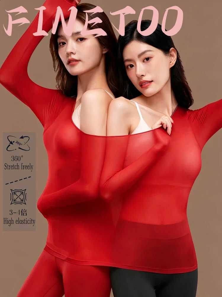 FINETOO Women Winter Ultra-Thin Shirt Underwear Autumn Single Layer High Elastic Long-sleeved Top Female Skin Beautifying Cloth H260916