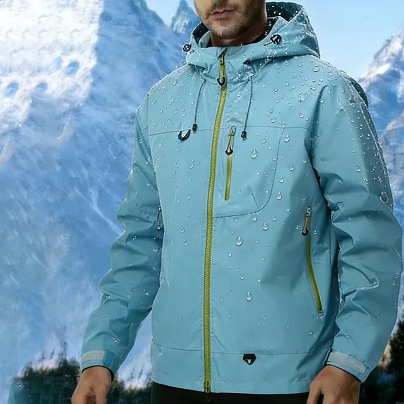 Men's Outdoor Jacket Waterproof Windbreaker Sports Climbing Trekking Multiple Pockets Skiing Softshell Zipper Hooded Jackets260917