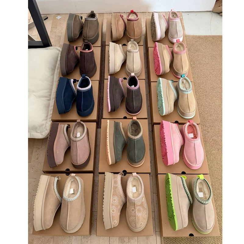 2026 Designer Tazz Mules Women Tasman Slippers Warm Winter Boots Wool Clog Suede Embroidered Platform Slippers Goldenstar Evelina Clogs 1187
