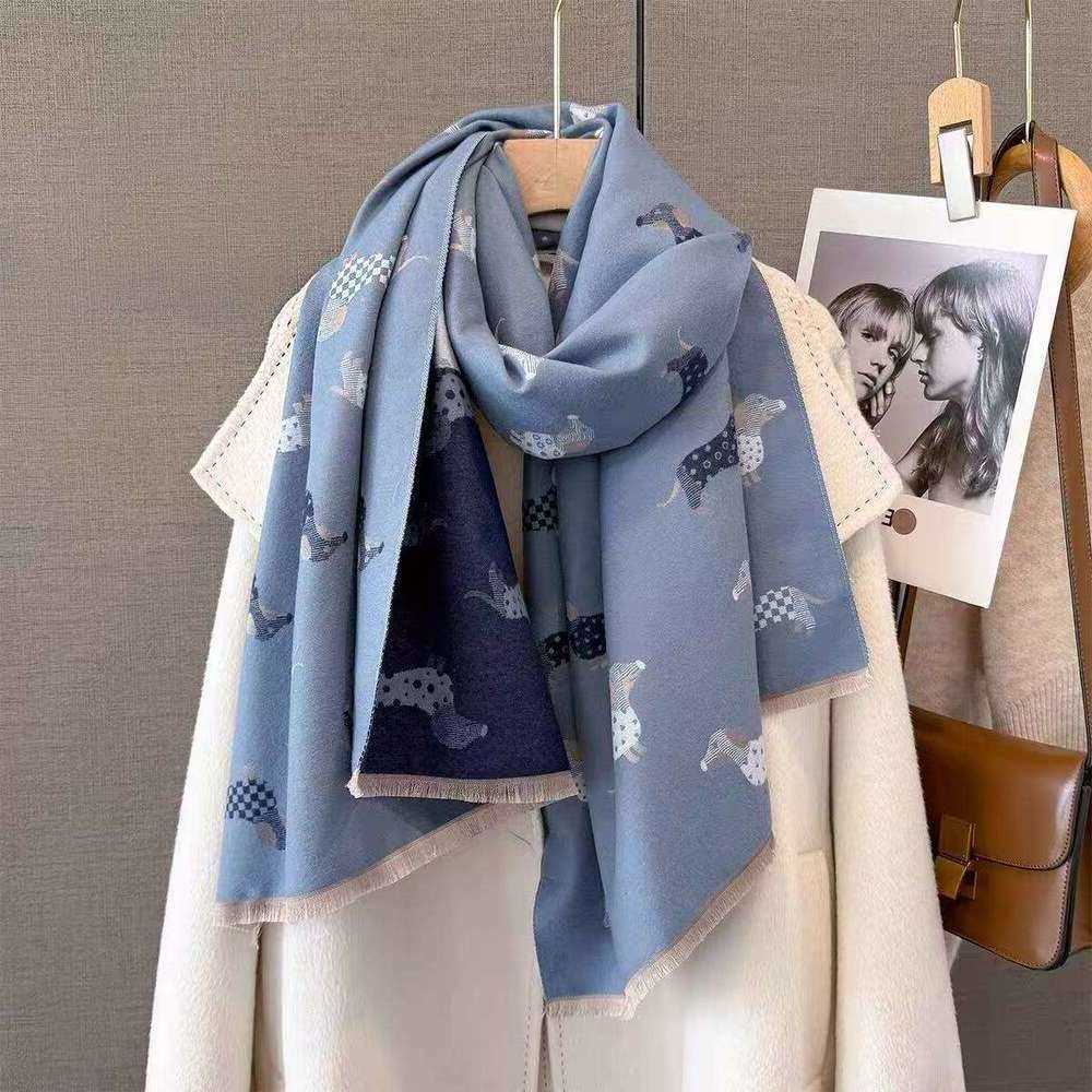Thickened Long Warm Scarf Women's Cotton Dog Tassel Shawl Cashmere Warps Autumn Winter Blanket S260917WU2X