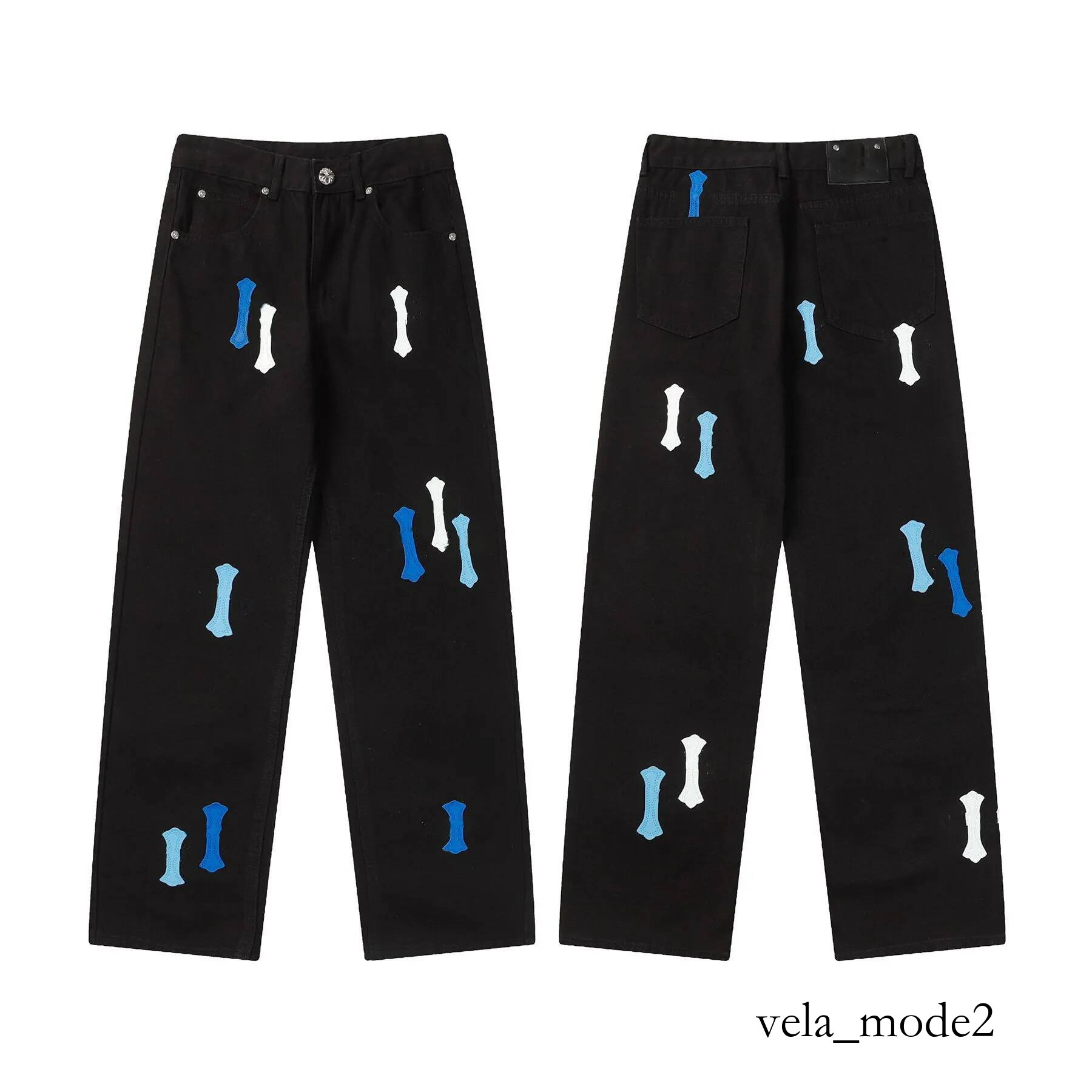 Chrome Jeans Designer Contemporary Style Classical New Loose Fit Mens Womens Cross Prints High Quality Straight Wide Leg Daily Wear Cotton New Heart