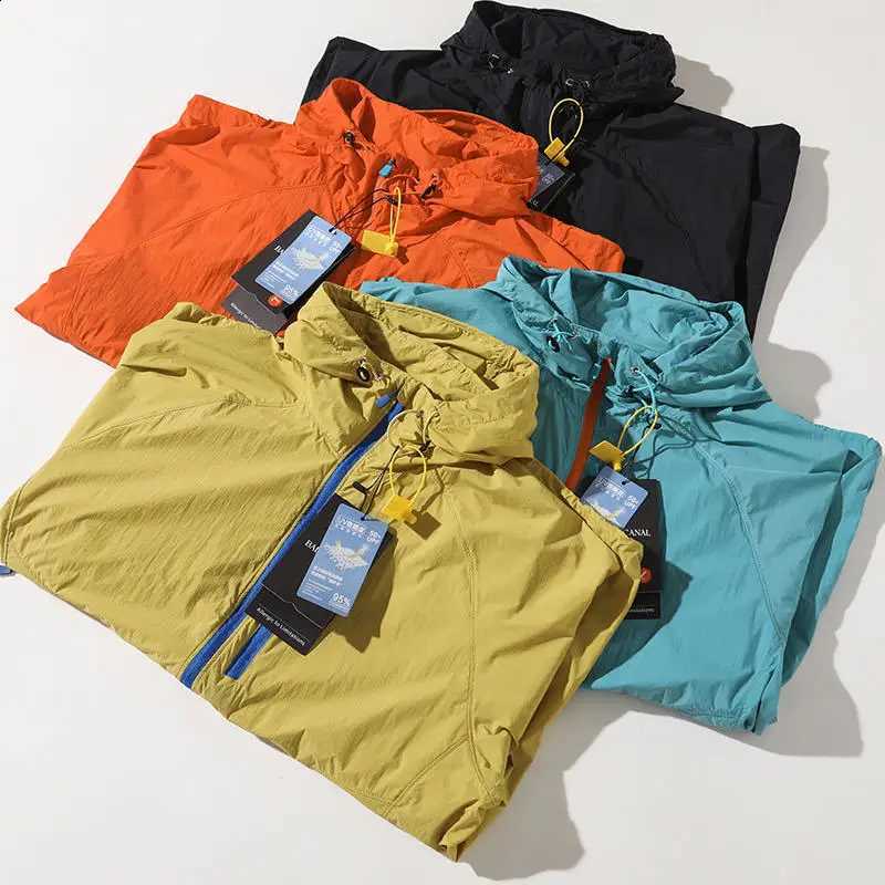 High Quality Outdoor Hooded Jacket Couple Matching Summer Sports Wear Men's Style Two-Way Zipper Waterproof Running Clothes C260917
