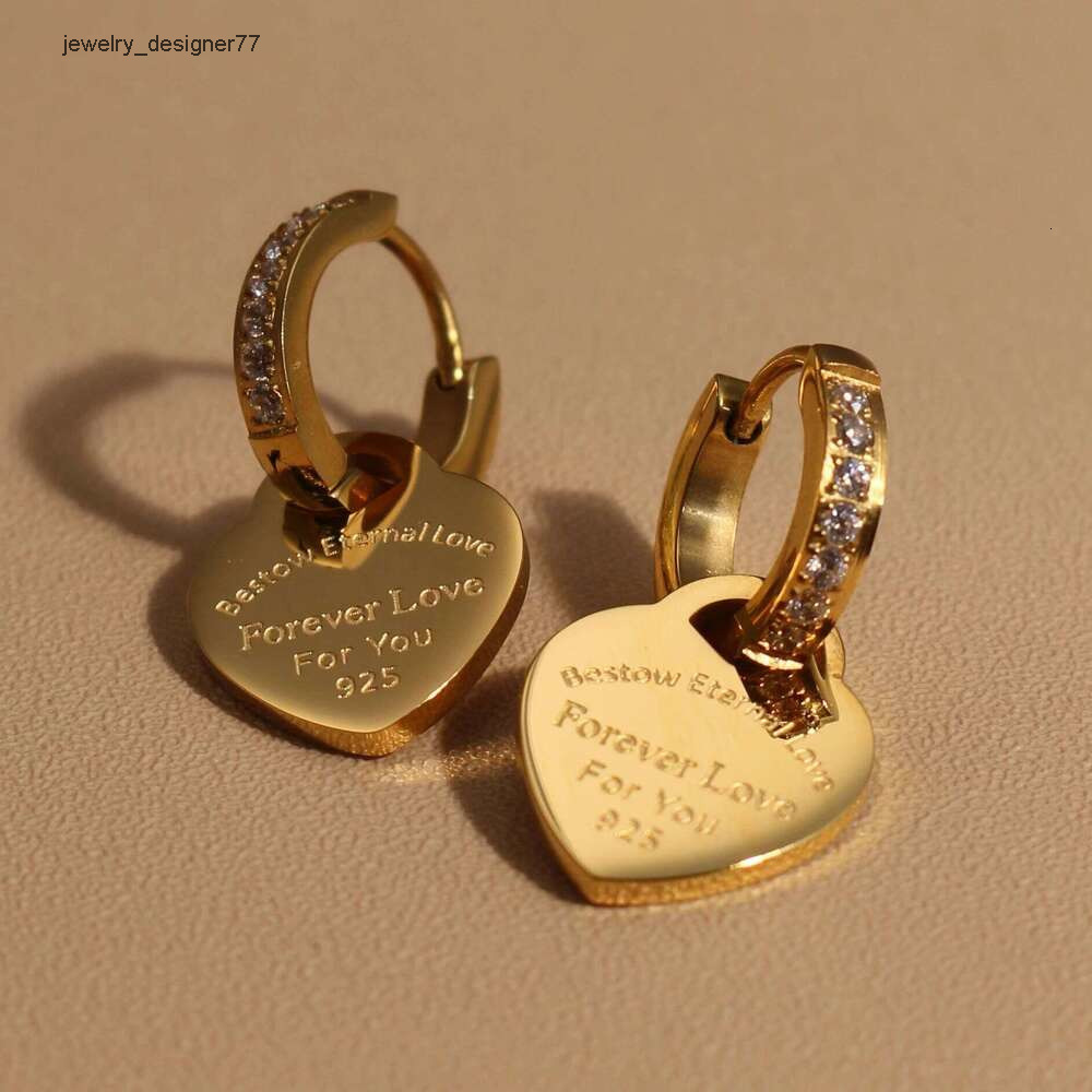 Xe Heart Pendant Women Zircon Stainless Steel Earrings Gold Color Charm Jewelry Accessories Wholesale Gifts