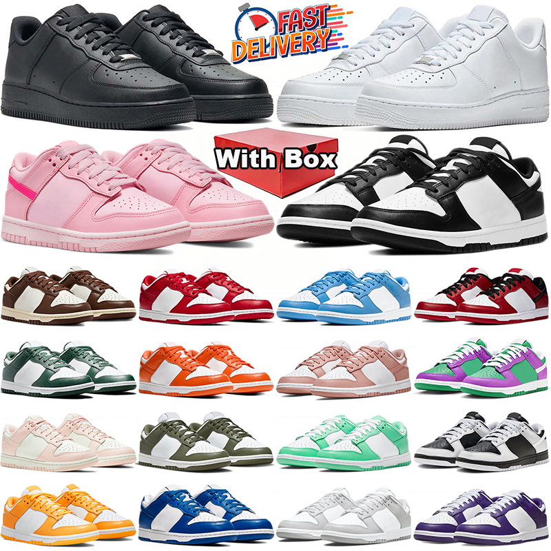 With Box airforcee 1 men running shoes for women mens trainers designer sneakers utility white black panda unc triple pink men womens outdoor spo