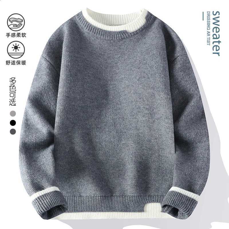 color men round neck Solid knitwear Men's High-Quality Fashion Trend Sweater Autumn/Winter Men Casual Comfortable Warm SweatersW260915