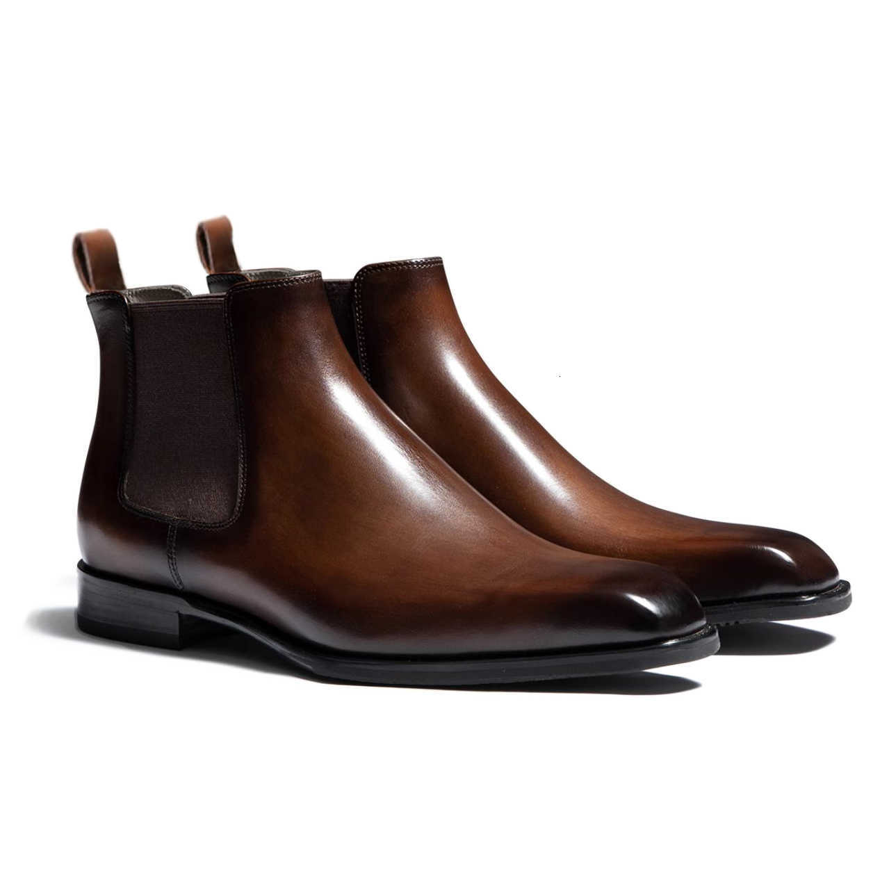 Pointed Winter Men's Dress Boots Toe Slip-On fashion Handmade Mens Chelsea Boots Drop Shipping Size 38-48 Black Office Boots D260917