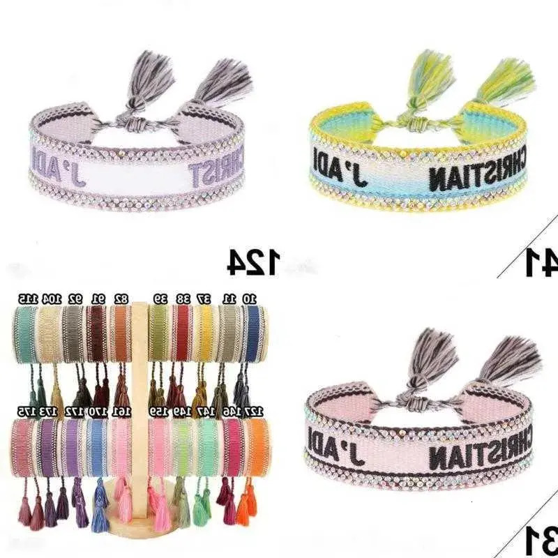 Charm Bracelet Designer Luxury Fashion 2026 Summer Color Men Woven Friendship Bracelet Cotton Embroidery Bracelets Adjustable Diamond Stackable Bang