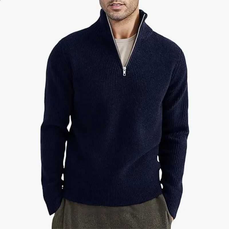 Thickened 2025 New Thermal Men's Sweater Half Zip Pullover Winter Warm Outdoor Work Casual Fashion Men's Knit Men Winter SweaterW260915