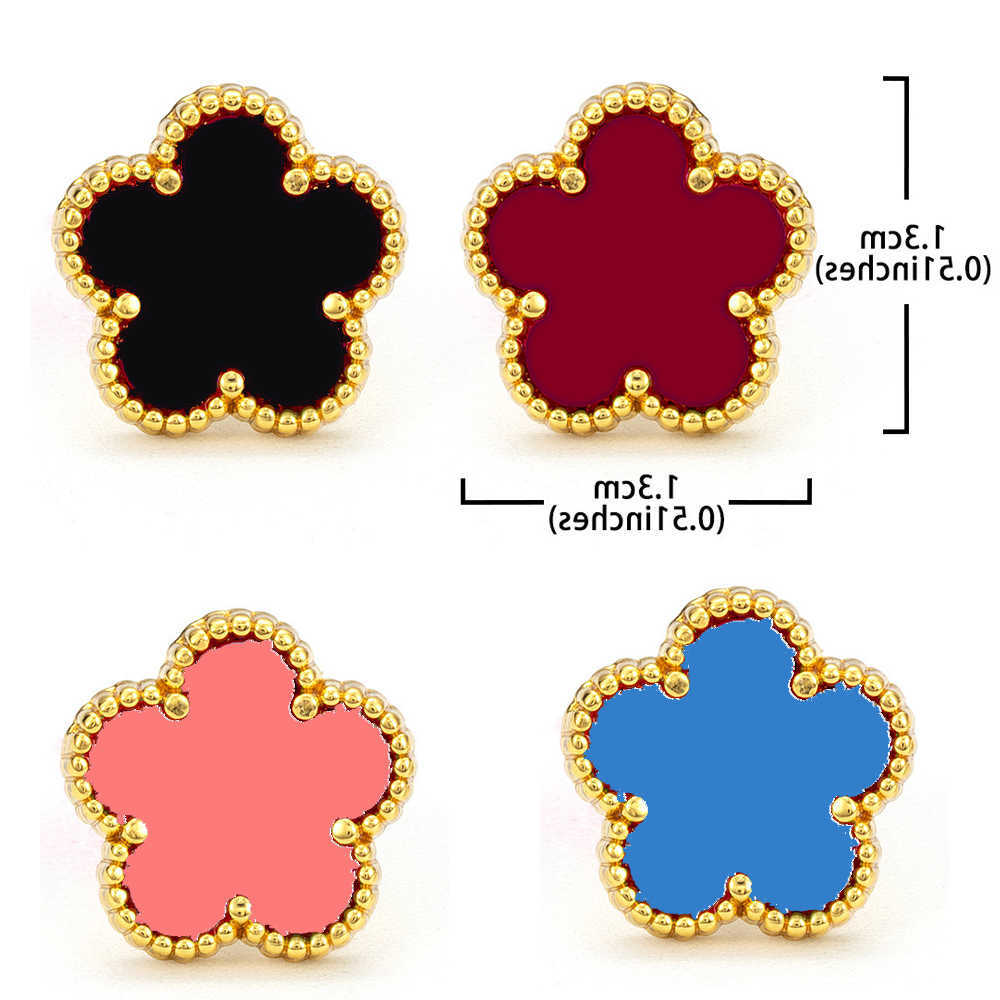 earings13mm studs Four leaf earrings charm fine jewelry mother of pearl white blk red gold Green lady moissanite stud girl party S26091794ZA