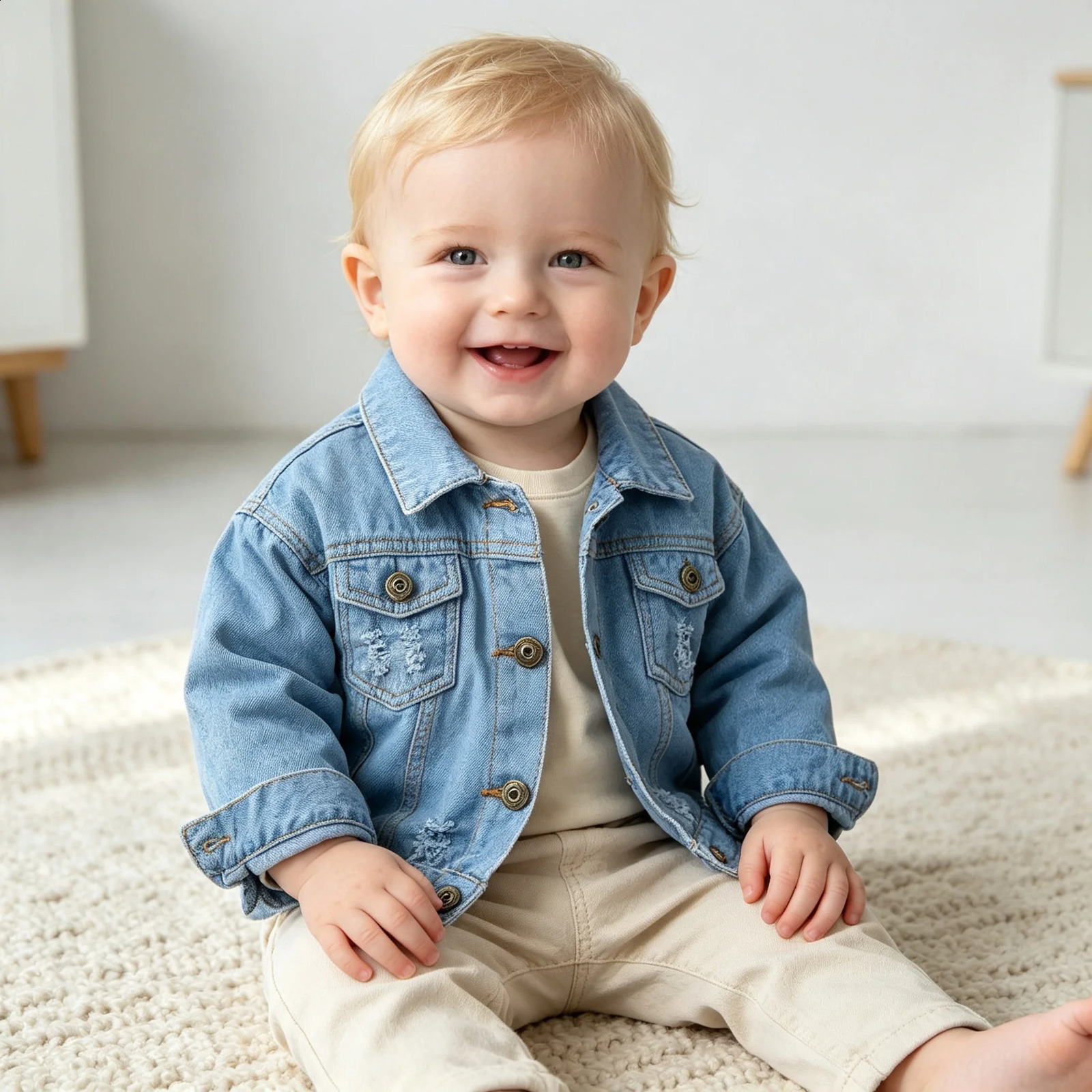1-7Yrs Children Boys Girls Denim Jackets Causal Long Sleeve Coat Autumn Winter Ripped Outwear Spring Kids Boys Clothing Outfits 260916