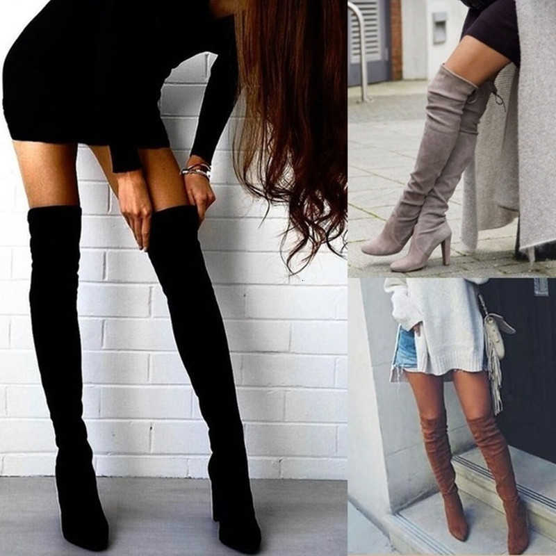 Size 34-43 2025 New Plus Shoes Women Boots Black Over the Knee Boots Sexy Female Autumn Winter lady Thigh High Boots D260917
